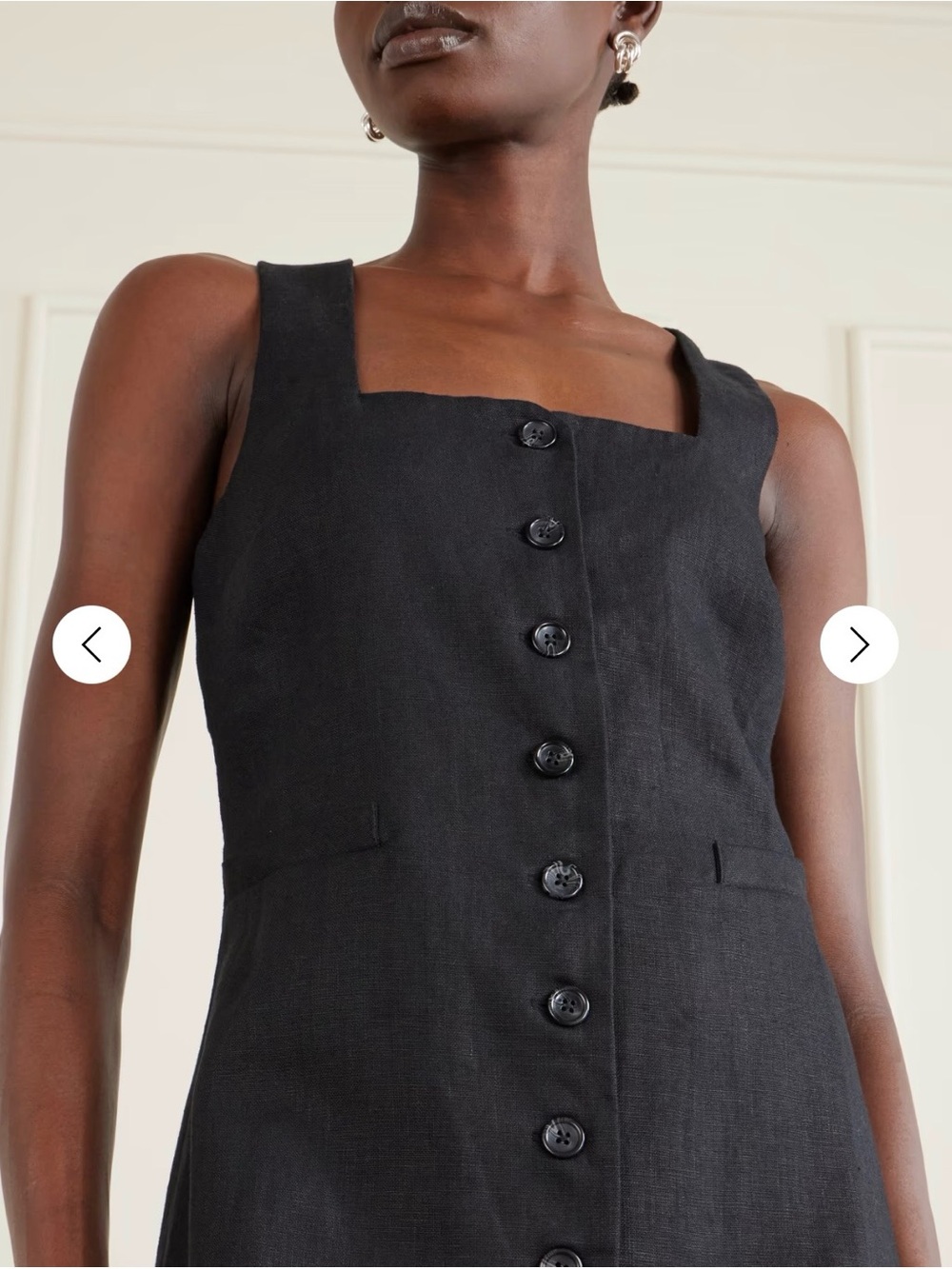 Faithfull the Brand Jacques linen mini dress size 6 black EUC - Picture 3 of 12